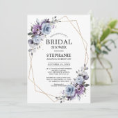 ダスティパープル開花幾何学的ブライダルシャワーインビタ 招待状 (スタンド正面)