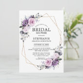 ダスティパープル開花幾何学的ブライダルシャワー 招待状 (スタンド正面)
