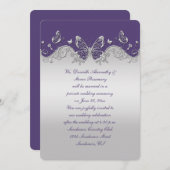 ダスティパープル シルバーの蝶 受付のみ 招待状 (正面/裏面)