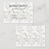 ダスティパープル シルバーグレー フラワールージュカントリー風RSVPカード エンクロージャーカード (正面/裏面)