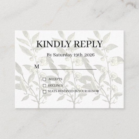 ダスティパープル シルバーグレー フラワールージュカントリー風RSVPカード エンクロージャーカード (正面)