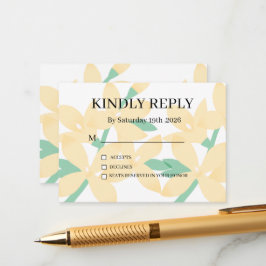 ダスティパープル シルバーグレー フラワー ラスティック RSVP カード