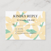 ダスティパープル シルバーグレー フラワー ラスティック RSVP カード (正面)