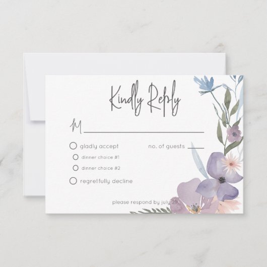 ダスティパープル&ブルーボホフローラ結婚ズ 出欠カード (正面)