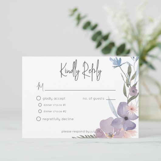 ダスティパープル&ブルーボホフローラ結婚ズ 出欠カード (スタンド正面)