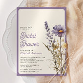 ダスティパープル ボヘミア ワイルドフラワー フォト ブライダルシャワー 招待状