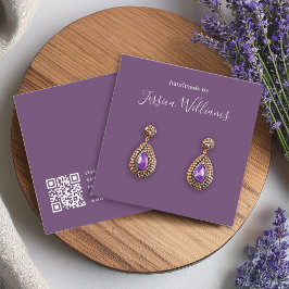 ダスティパープル モダン QR コード イヤリング ディスプレイ カード