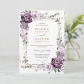 ダスティパープル ラベンダー ゴールド ジオメトリック ウェディング 招待状 (スタンド正面)
