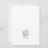 ダスティパープル&赤面ピンクアジサイフローラ結婚ズ 招待状 (裏面)