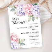 ダスティパープル&赤面ピンクアジサイ日付を保存 招待状