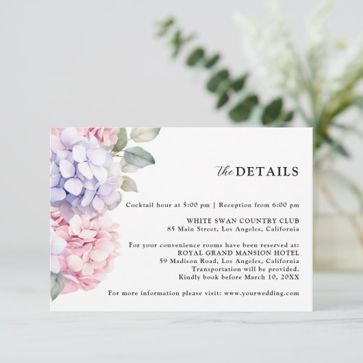 ダスティパープル&赤面ピンクアジサイ結婚ズ詳細 エンクロージャーカード (スタンド正面)