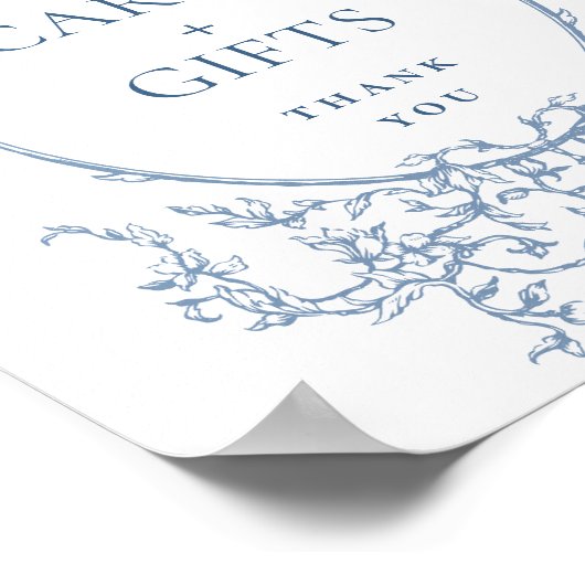 ダスティビクトリアンブのブルーのフローラカードとギフト ポスター (角)