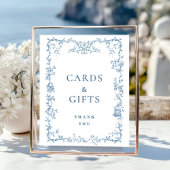 ダスティビクトリアンブのブルーのフローラカードとギフト ポスター