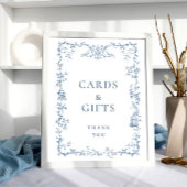 ダスティビクトリアンブのブルーのフローラカードとギフト ポスター