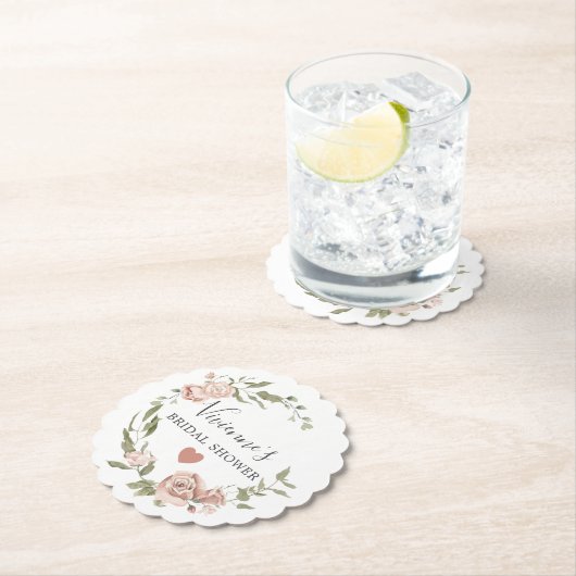 ダスティピかわいらしンクフローラブライダルシャワー ペーパーコースター (インサイチュ)
