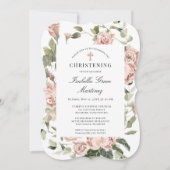ダスティピエレガントンクフローラクロス《キリスト教》洗礼式や命名式 招待状 (正面)