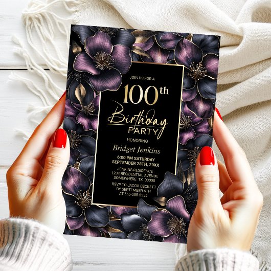 ダスティピンクとグレーフローラ100th誕生日パーティー 招待状