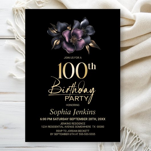 ダスティピンクとグレーフローラ100th誕生日パーティー 招待状