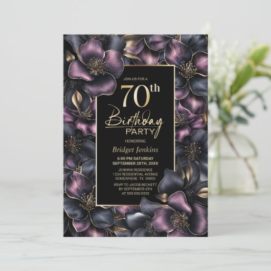 ダスティピンクとグレーフローラ70th誕生日パーティー 招待状 (スタンド正面)