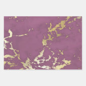 ダスティピンクとゴールドの大理石のような見た目 ラッピングペーパーシート (正面2)