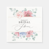 ダスティピンクとブルーのブライダルシャワー スタンダードカクテルナプキン (正面)