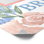 ダスティピンクとブルーの花の写真プロップフレーム ボーホ ポスター (角)