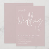 ダスティピンクとホワイトのモダンなウェディング 招待状 (正面/裏面)