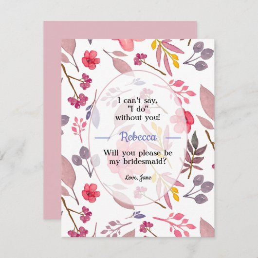 ダスティピンクのウェディングプランナーカードを考える 招待状 (正面/裏面)