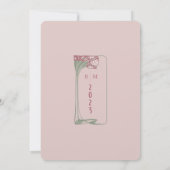 ダスティピンクのサージェの優雅なボタニカルウェディング 招待状 (裏面)