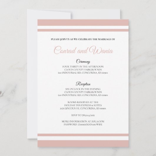 ダスティピンクのシャンパントースト Save the Date 招待状 (裏面)