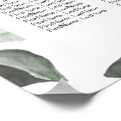 ダスティピンクのセージ緑のフローラ結婚のシーティングチャート ポスター (角)