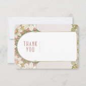 ダスティピンクのダイジー挿入ありがとうカード アールヌーボー 招待状 (正面)