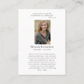 ダスティピンクのバラの花輪の写真付き追悼祈祷カード プレイスカード (裏面)