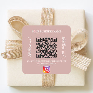 ダスティピンクのビジネス名QRコードInstagram スクエアシール