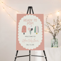 ダスティピンクのベビーシャワーウェルカムサイン Ready to Pop