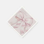 ダスティピンクのボウ ブライダルシャワー スタンダードカクテルナプキン (角)