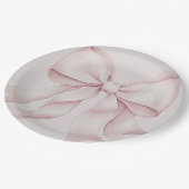 ダスティピンクのボウ ブライダルシャワー ペーパープレート (アングル)