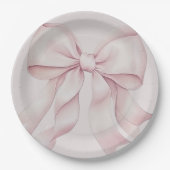 ダスティピンクのボウ ブライダルシャワー ペーパープレート (正面)