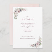 ダスティピンクのボヘミアンフラワールージュスタイルのウェディングディテール エンクロージャーカード (正面/裏面)