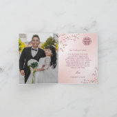 ダスティピンクの写真付き中国風結婚式のお礼カード サンキューカード (内部)