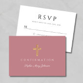 ダスティピンクの女の子の宗教的なクロス確認 出欠カード