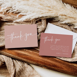 ダスティピンクの感謝カード 現代のミニマリストガール サンキューカード