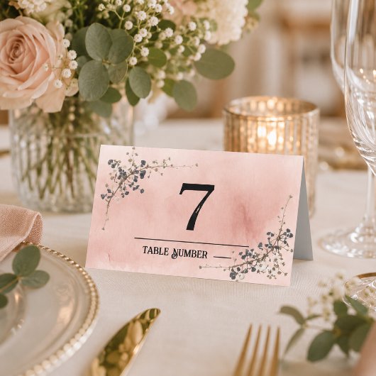 ダスティピンクの植物のエレガンスな結婚式の席札 プレイスカード