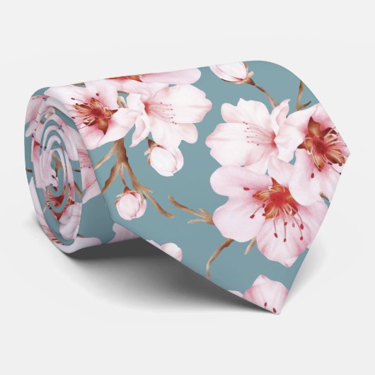 ダスティピンクの水彩桜 ネクタイ (ロール)