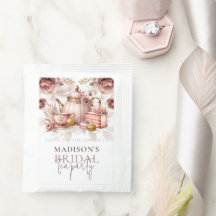 ダスティピンクの水彩画ウェディングティーカスタム