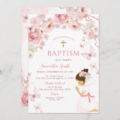 ダスティピンクの水彩画 洗礼のご案内（娘の洗礼用） 招待状 (正面/裏面)