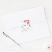 ダスティピンクの水彩花の結婚式のお礼 スクエアシール (封筒)