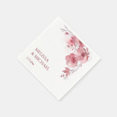 ダスティピンクの水彩花の結婚式 スタンダードカクテルナプキン (角)