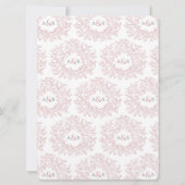 ダスティピンクの白い手描きの葉のモノグラム結婚式 招待状 (裏面)