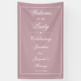 ダスティピンクの結婚式 エレガントホワイトの装飾文字でウェルカム 横断幕